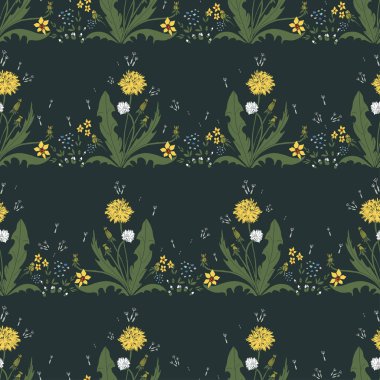 Vektör şirin Seamless Modeli Bahçe çiçek.