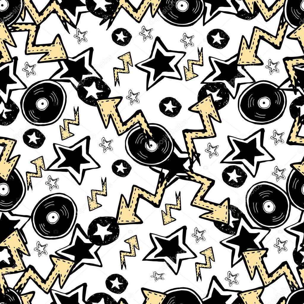 Vector cute rock and roll abstract background.