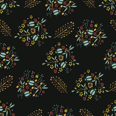 Nakış dikiş çayır çiçekli