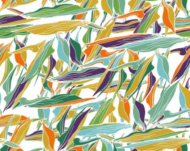Tropical Pattern. Seamless Background With Palm  Leaves,  And Tr clipart