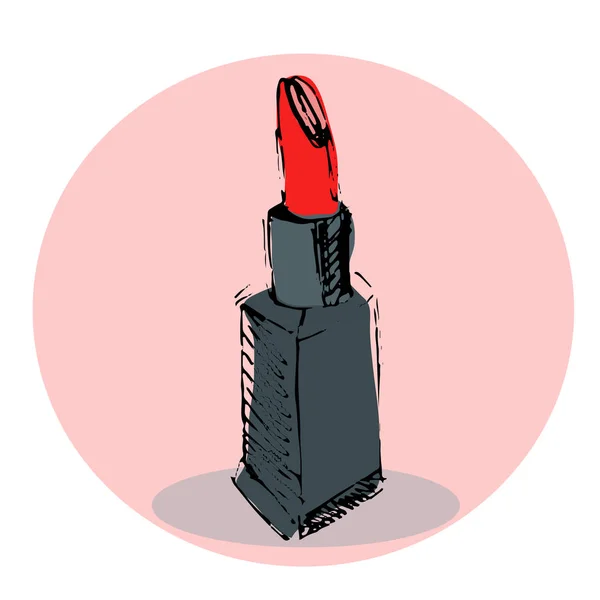 Ilustración del vector de moda. Lápiz labial rojo. Bosquejo dibujado a mano . — Vector de stock