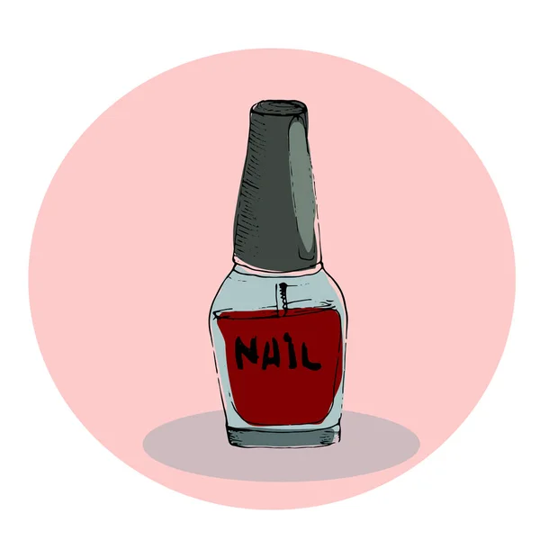 Fashion vector illustration. Nail polish bottle. Hand drawn sket — Stock Vector