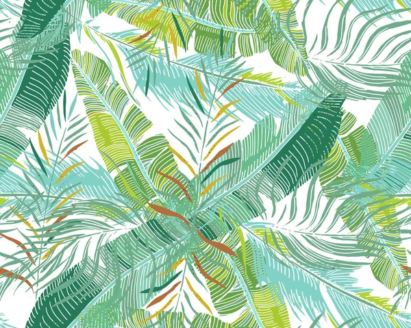 Fondo Tropical. Patrón inconsútil del vector con la palma exótica Tr — Archivo Imágenes Vectoriales