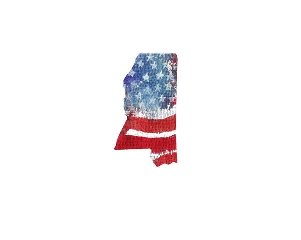美利坚合众国。美国国旗的水彩纹理. — 图库照片