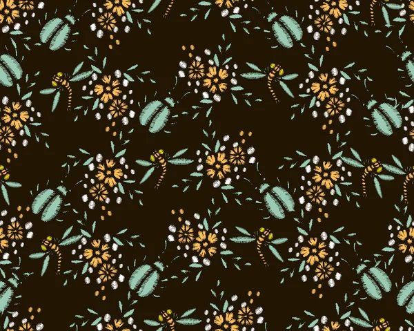 Küçük ölçekli çayır çiçek nakış çiçek desenli. 