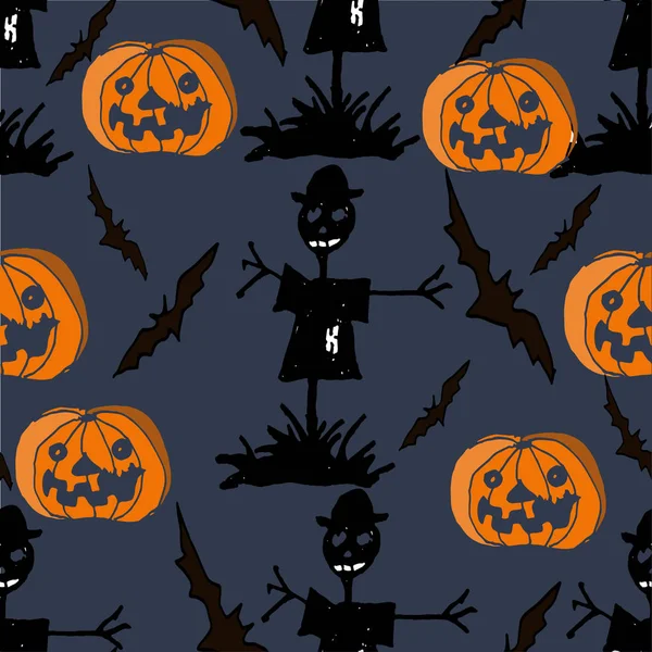 Halloween bakgrund. Söta sömlösa mönster. Handritad illustra — Stock vektor