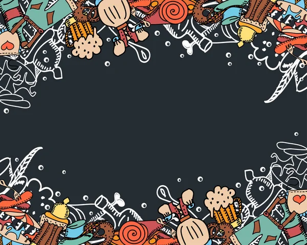 Oktoberfest bakgrund. Söta sömlösa mönster. Handritad illust — Stock vektor