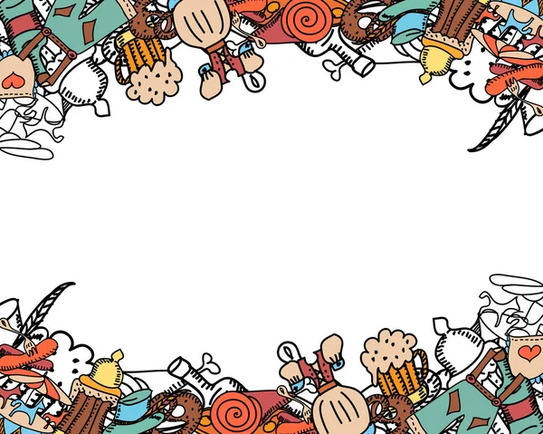 Oktoberfest background. Cute seamless pattern. Hand drawn illust