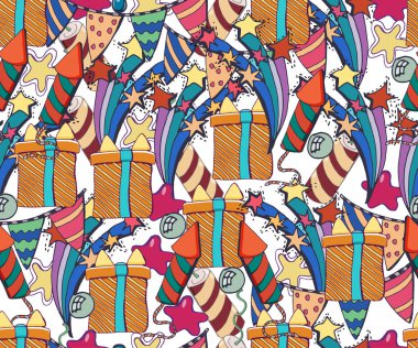 Sevimli parlak sorunsuz arka plan tatil. Elle çizilmiş vektör pat