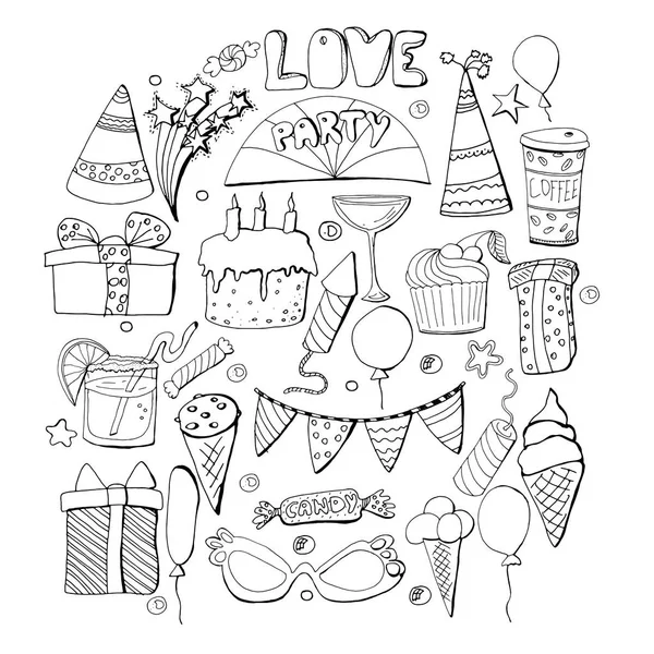 Şirin tatil illüstrasyon. Vektör çizim seti ver. Kek, kek