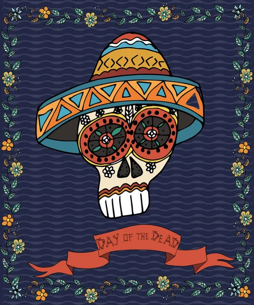 Mexikanska dag dead affischen. Hand dras vektorillustration — Stock vektor