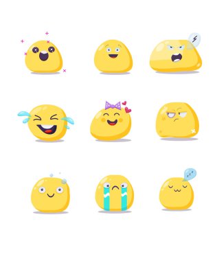 Vektör sevimli Noel emoji karakter kümesi. Düz stil.