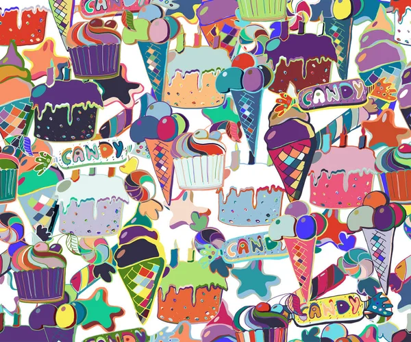 Cute brightly holiday seamless background. Hand drawn vector pat