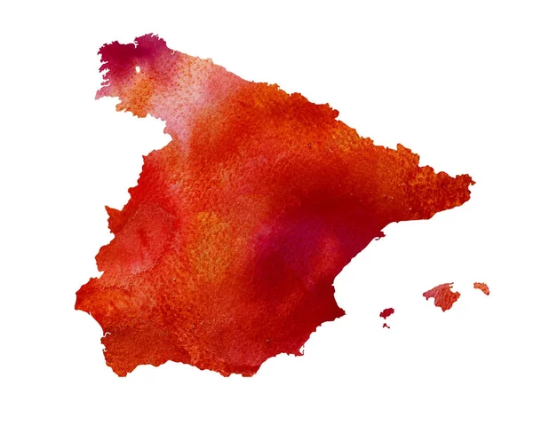 Sulu Boya doku İspanya. Avrupa Haritası. — Stok fotoğraf