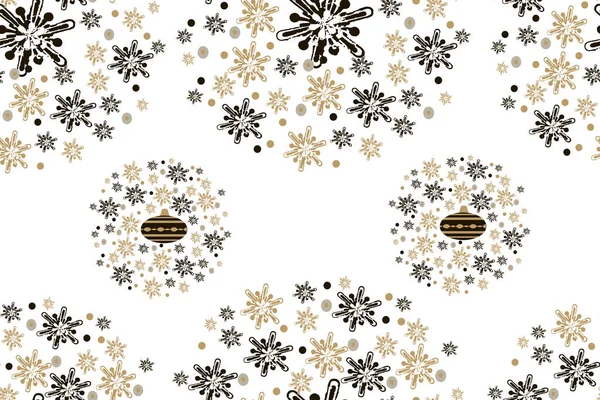 Mode sans couture motif de Noël avec des flocons de neige dorés et gl — Image vectorielle