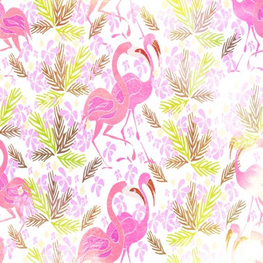 Suluboya seamless modeli dokulu. Tropikal arka plan. Hummi