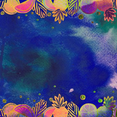 Suluboya seamless modeli dokulu. Tropikal arka plan. El 