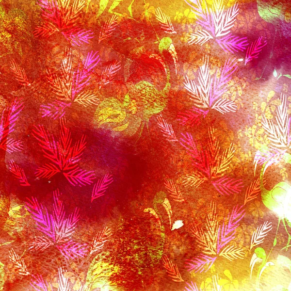 Akvarell texturált varrat nélküli mintát. Trópusi háttér. Hummi — Stock Fotó