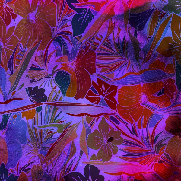 Aquarell strukturierte nahtlose Muster. Tropischer Hintergrund. Hand — Stockfoto