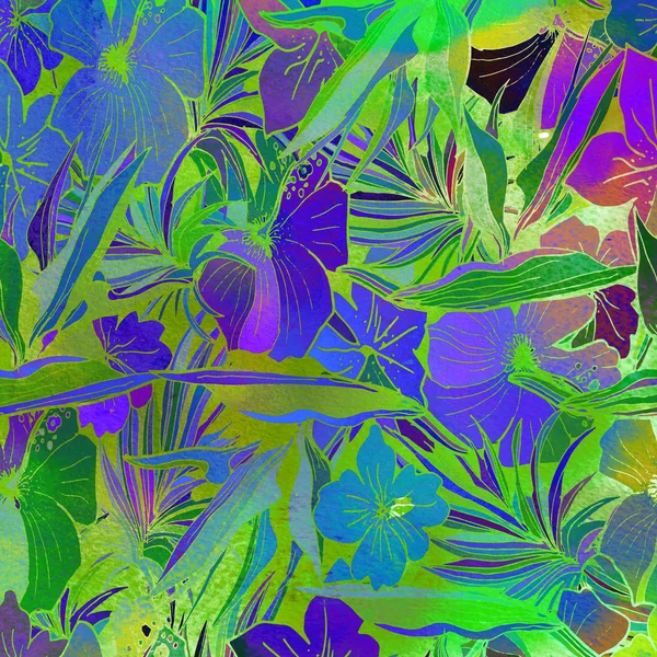 Akvarell texturerat sömlösa mönster. Tropiska bakgrunden. Hand — Stockfoto