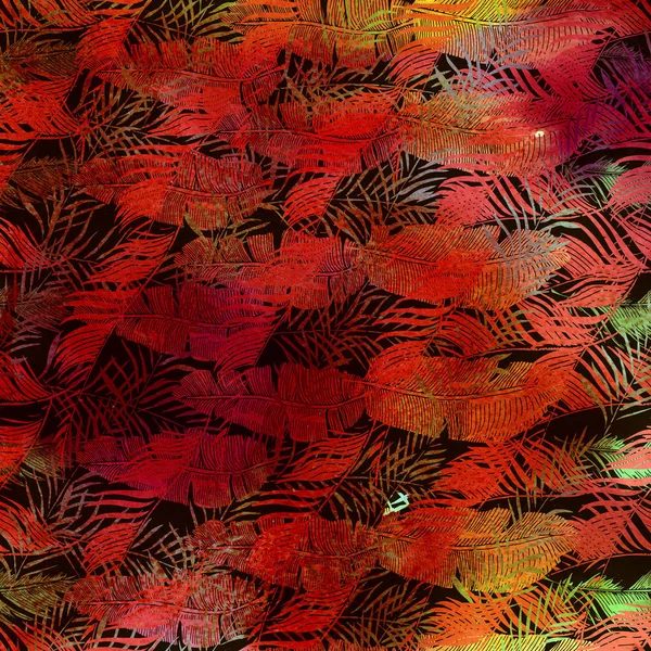 水彩画は、シームレス パターンをテクスチャ。熱帯の背景。手 — ストック写真