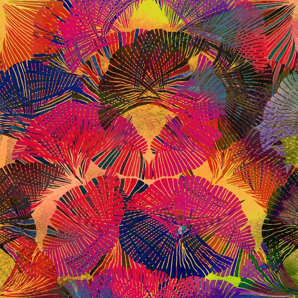 水彩画は、シームレス パターンをテクスチャ。熱帯の背景。手 — ストック写真