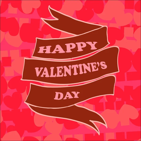 Happy Valentine's Day wenskaart vector. Hand getrokken lint wi — Stockvector