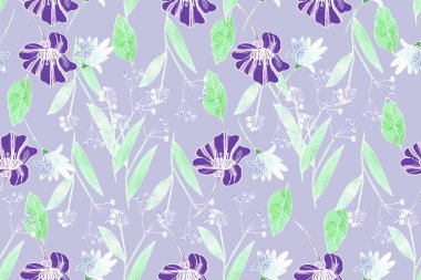 Güzel tipik ve çayır flo ile parlak seamless modeli