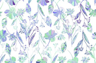 Güzel tipik ve çayır flo ile parlak seamless modeli