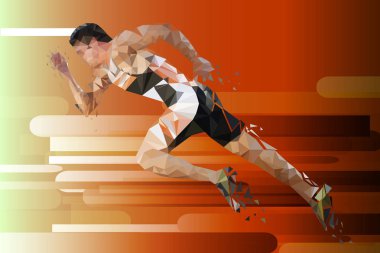 Düşük Poli vektör çizim. Çalışan atlet. 