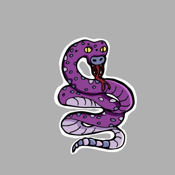 Illustration vectorielle dessinée main. Serpent à sonnette. Sticker. Caricature pa — Image vectorielle