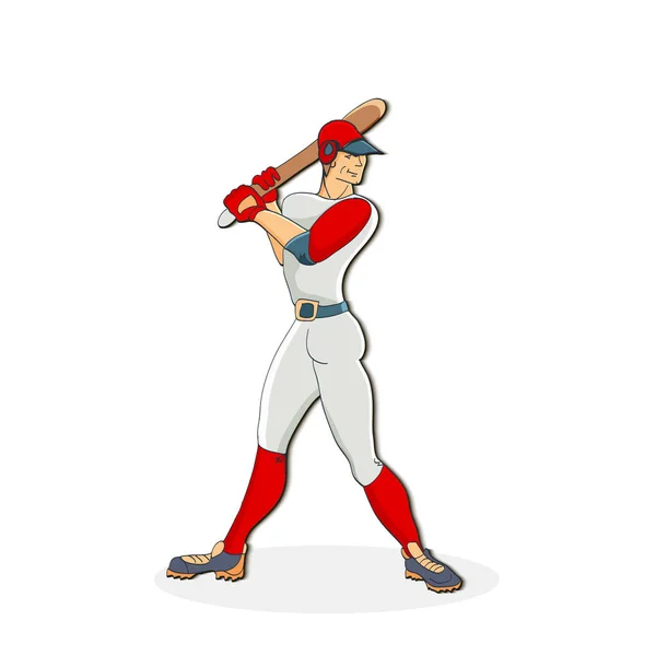 Vector ilustración dibujada a mano de un jugador de béisbol golpeando el — Vector de stock
