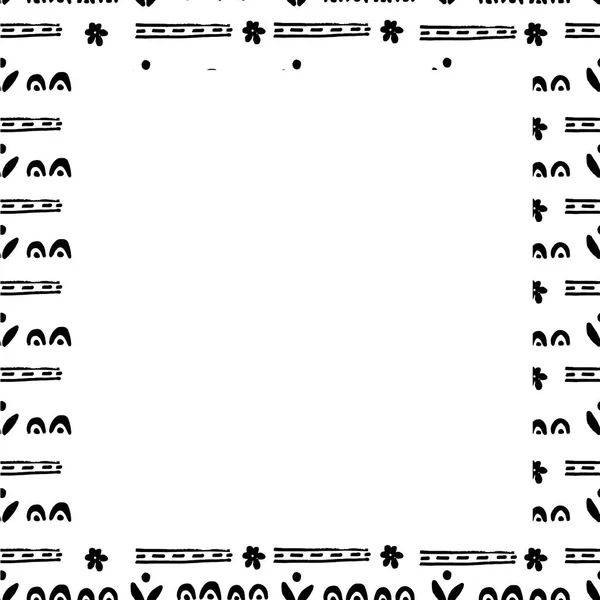 Cadre vectoriel mignon dessiné à la main. Eléments floraux doodle simples. Sca — Image vectorielle