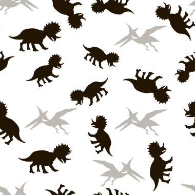 Vektör seamless modeli. Dinozorlar. T-Rex, Tyrannosaur'u, Veloci