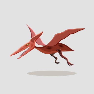 Vektör karikatür çizim bir dinozor. Pteranodon.