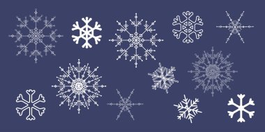 Yılbaşı ve yeni yıl için sevimli kar taneleri koleksiyonu 