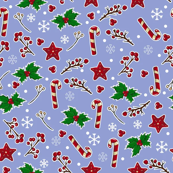 Cute christmas and new year hand drawn background. Vector seamle — Stockový vektor