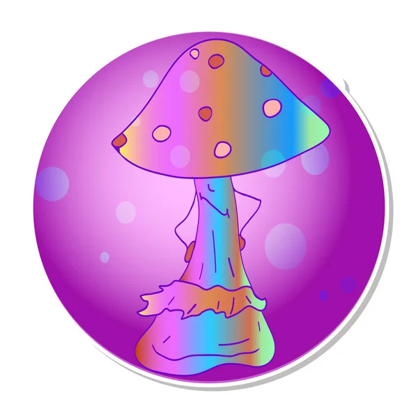 Vibrant colorful mushroom on a fluorescent background. Vector st — Stock Vector