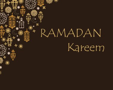 Vektör Ramazan yatay afişi. İslam Tatili. Fenerler, ya da