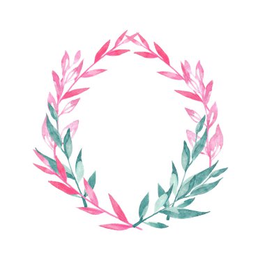 Güzel parlak suluboya çiçek çelengi. Bahar çiçekleri, dallar, yapraklar. Beyaz arka planda izole edilmiş elle boyanmış bir resim. Tebrik kartı tasarımı için mükemmel.