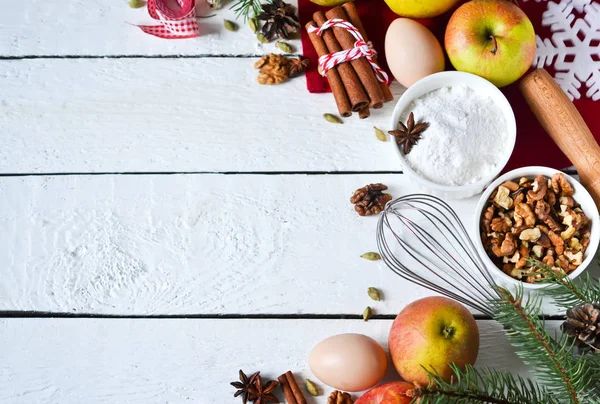 New Year background - the ingredients for Christmas baking — Stock Photo, Image