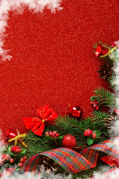 Buon anno e buon Natale. Capodanno sfondo rosso . — Foto Stock