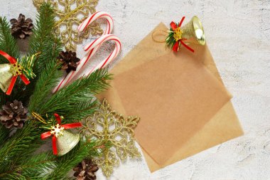 Noel kartı dekor ve metin için yer.