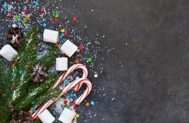 Metin için yer ile yeni yıl tebrik kartı. Yukarıdan görüntülemek. 