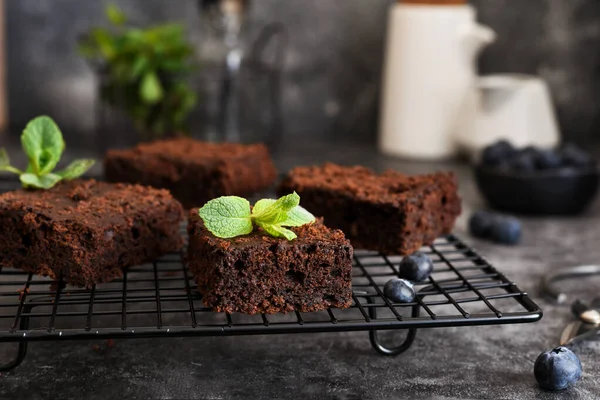 Classic American Chocolate Pie Brownie Horizontal Focus — Stock Photo, Image