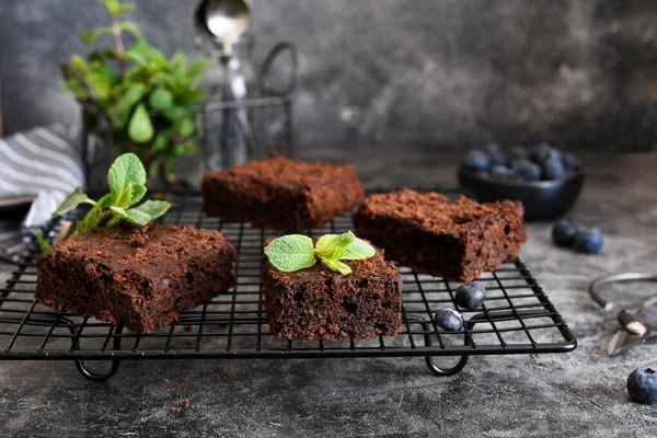 Classic American Chocolate Pie Brownie Horizontal Focus — Stock Photo, Image