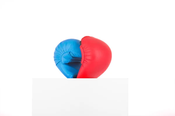 Blue and red gloves for karate with copy space — ストック写真