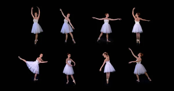 Uma imagem composicional de uma bailarina em um vestido branco clássico e — Fotografia de Stock