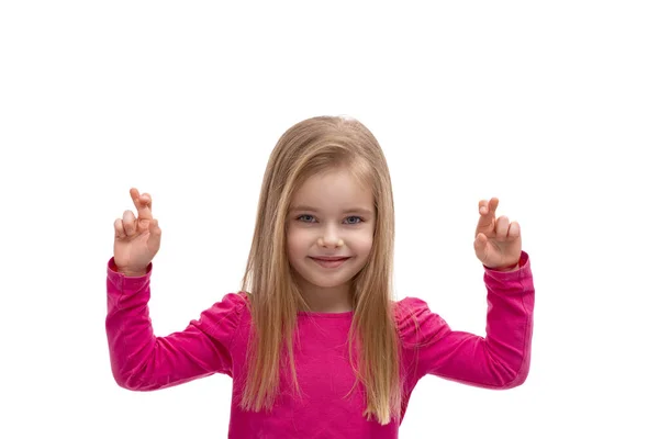 Cintura Retrato Uma Menina Loira Bonito Com Cabelos Longos Com — Fotografia de Stock