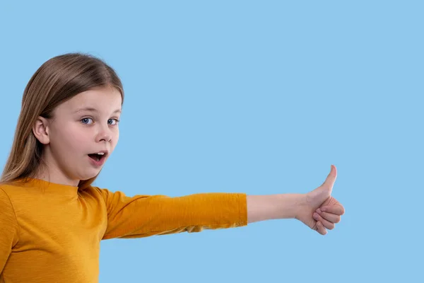 Tailliertes Porträt Eines Jungen Lächelnden Blonden Mädchens Mit Langen Haaren — Stockfoto